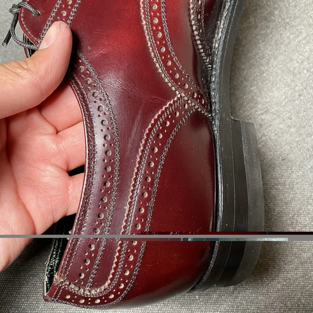 VTG Florsheim Imperial Shortwing Wingtip Oxford 11 EEE Burgundy Leather 93327